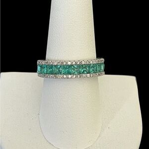Faux paraiba and Silver plated thumb Ring size 9